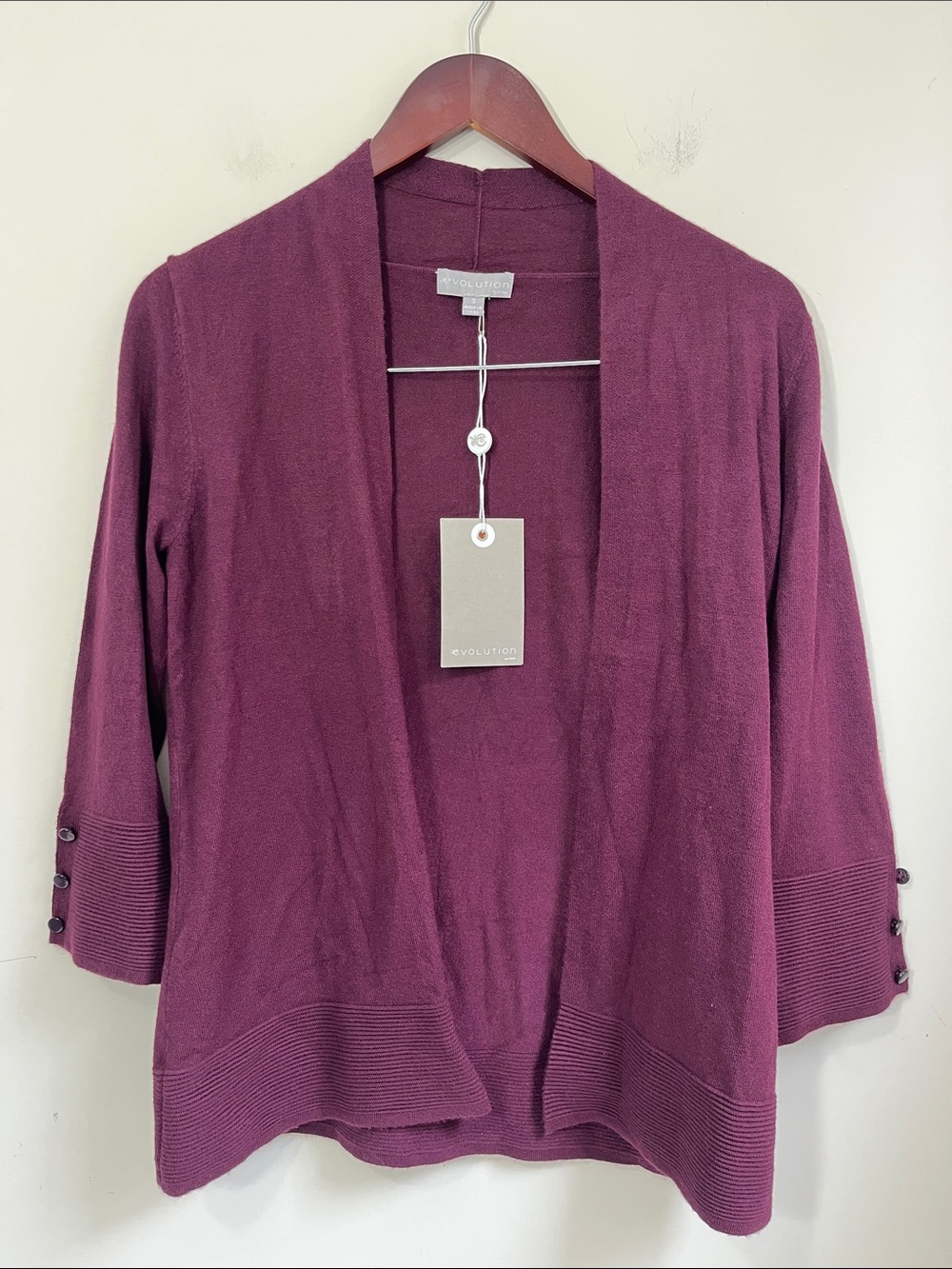 Evolution by Cyrus Women's Myna Button Sleeve Open Front Cardigan Size Small